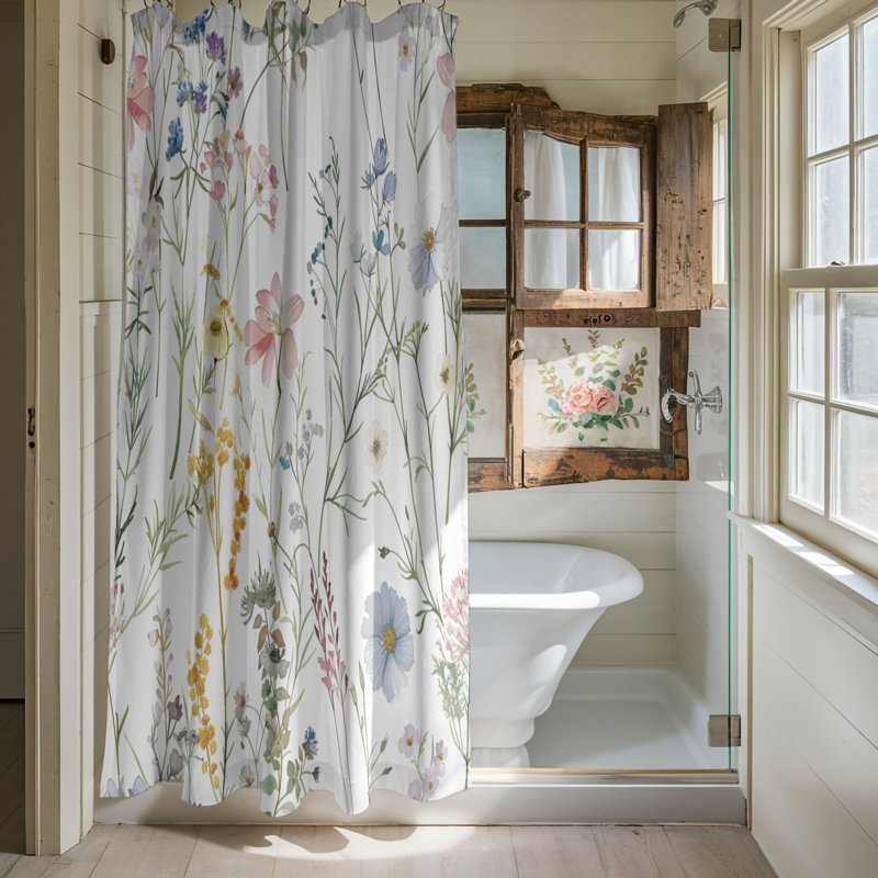 Rideau de douche 1 pièce Soft Meadow Blooms, H 74 po x l 71 po