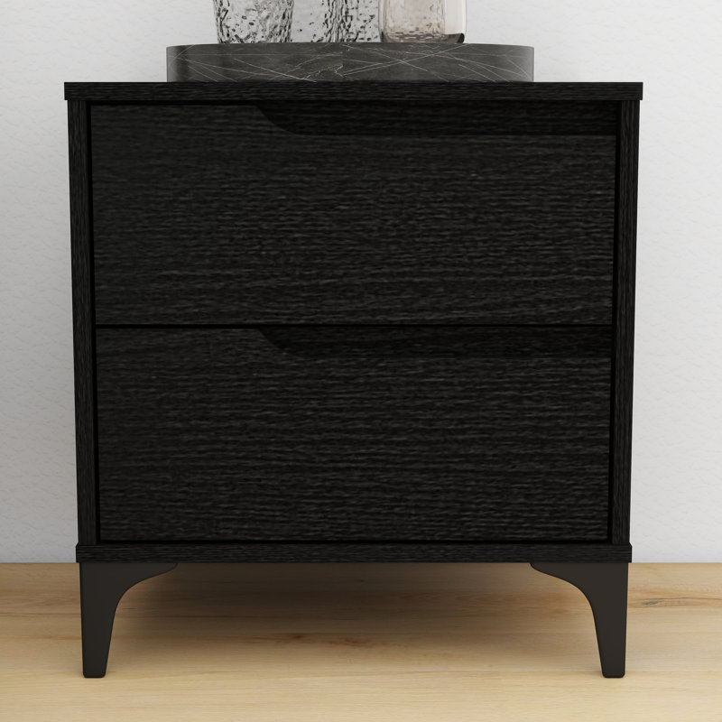 Norcross 20" 2 Drawer Nightstand, Black