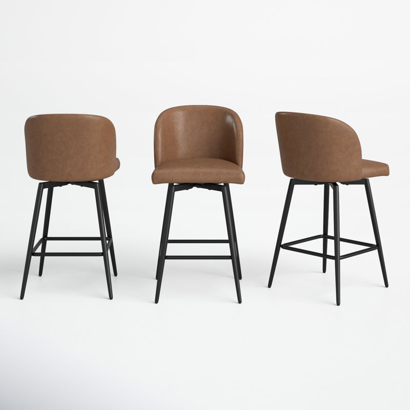 Benedit Swivel 27.1'' Counter Stool, Saddle Brown
