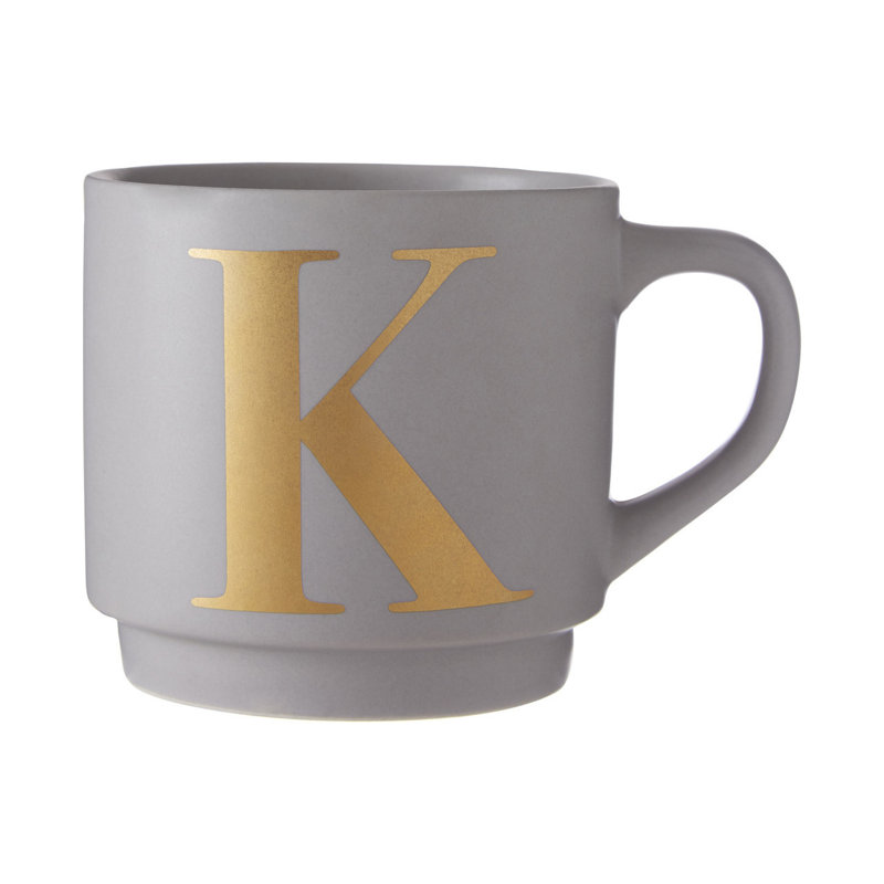 Ethel Porcelain Coffee Mug, K, Grey/Gold