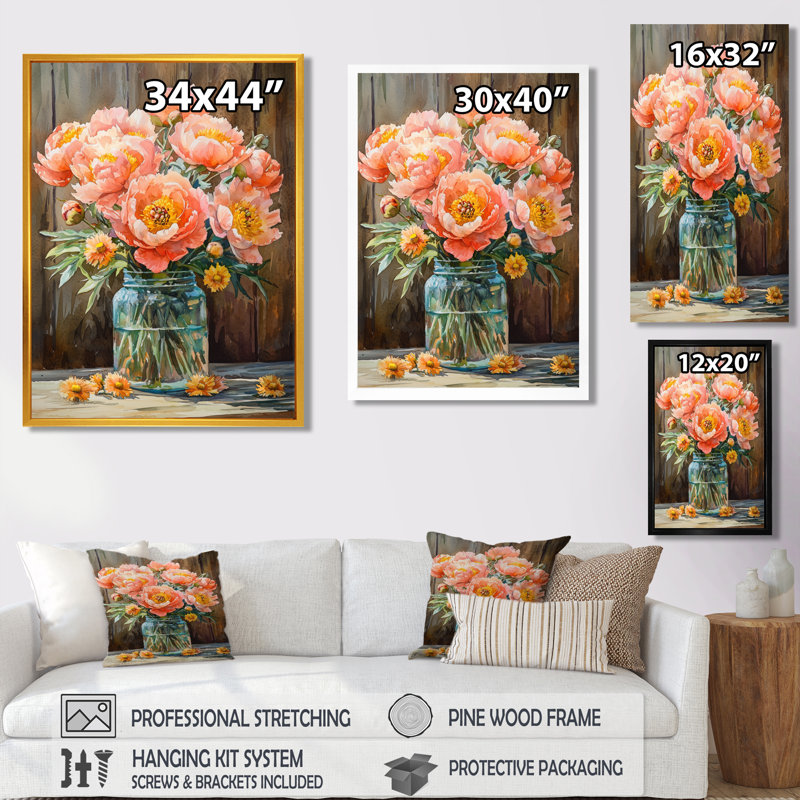 Wycoco - art mural floral, H 32 po x l 16 po, Reproduction encadrée d'une seule photo, Blanc