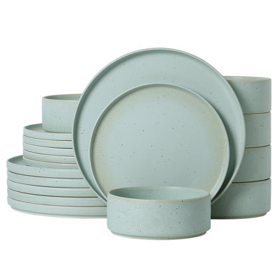 Alofmo Antique Vein 18 Piece Stoneware Dinnerware Set, Service For 6