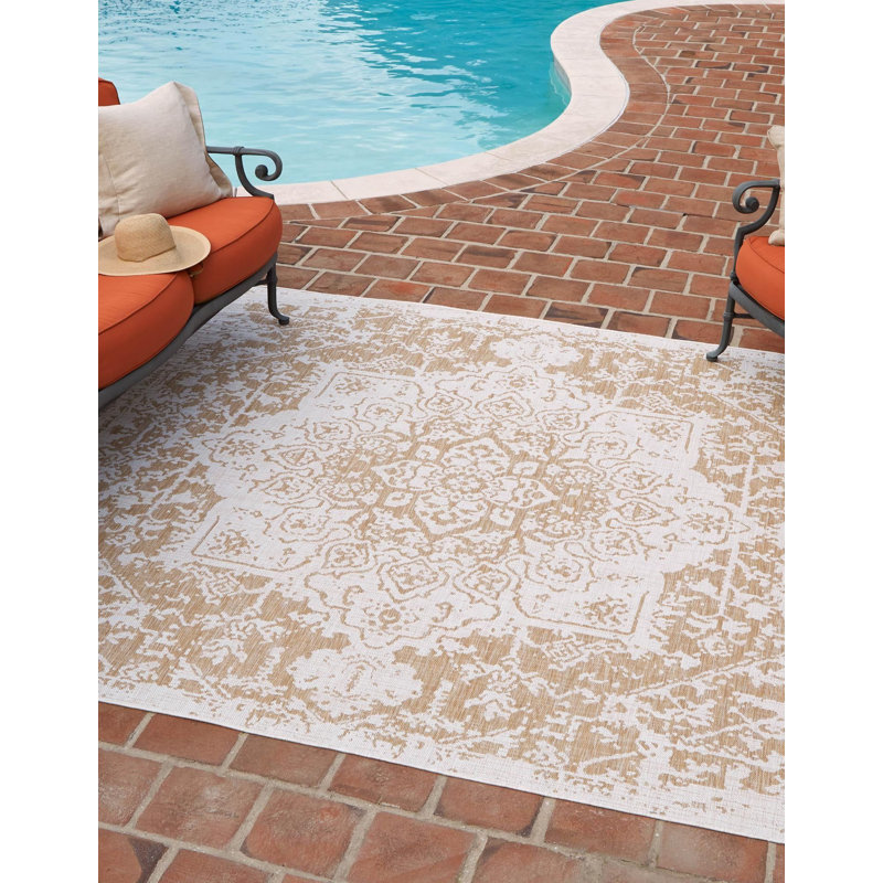 Outdoor Destiny Area Rug Brown Color, Square 10'8"