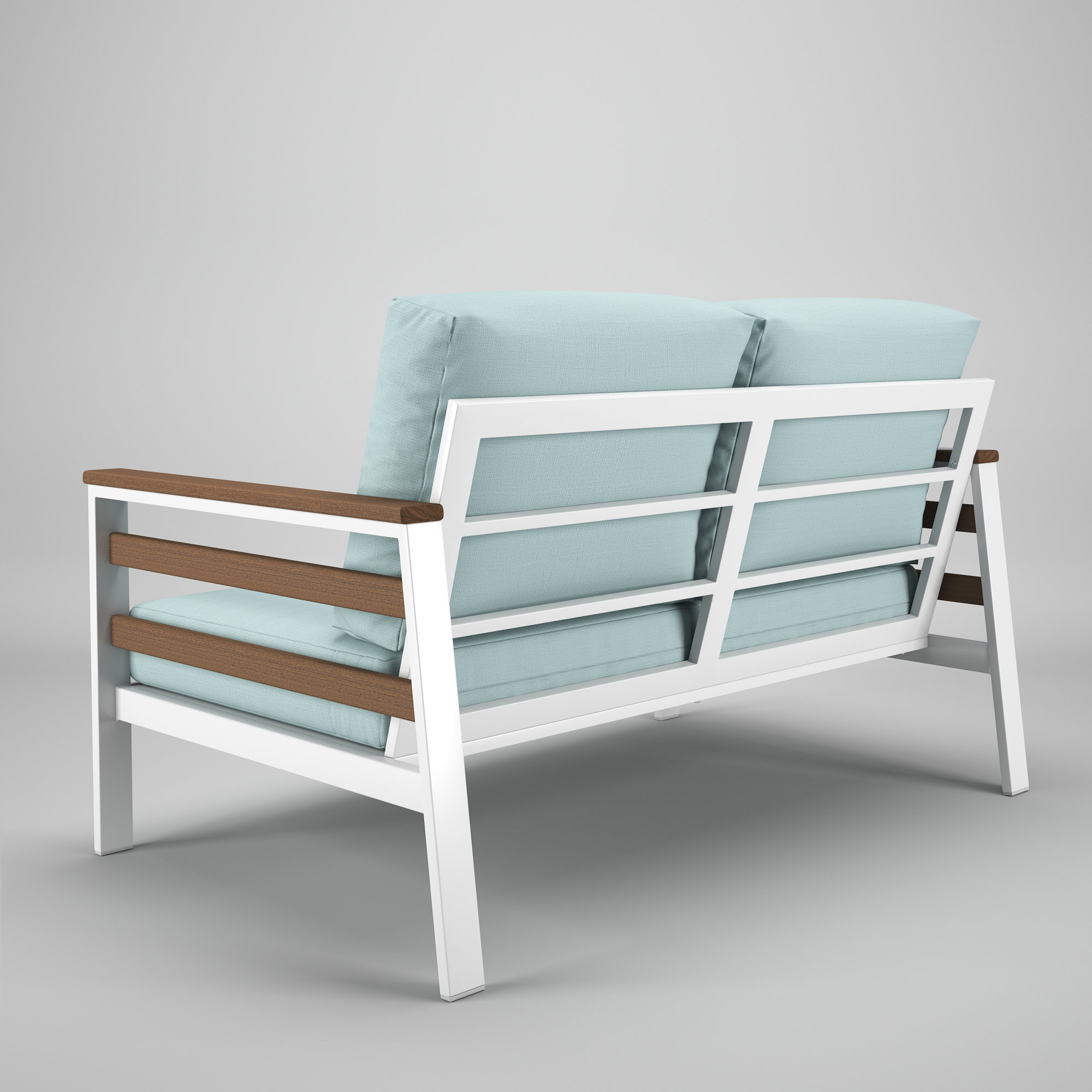 Townsend Metal Outdoor Loveseat With Sunbrella Cushion, Bliss Dew