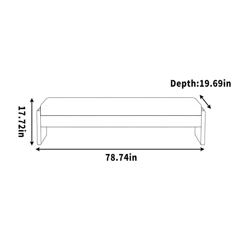Banc simple pour vêtements, H 17,72 po x l 78,74 po x P 19,69 po