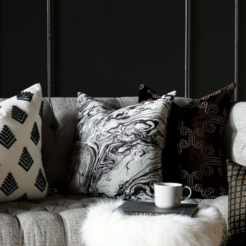 Helga Noir Square Pillow Cover & Insert