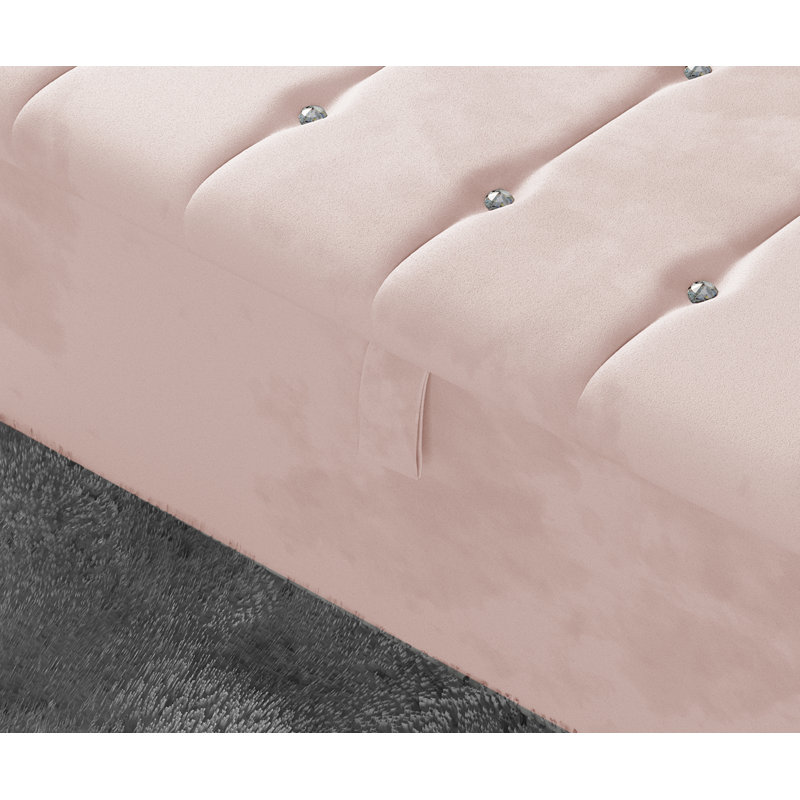 Tullyrusk 102cm Wide Tufted Rectangle Striped Standard Ottoman with Storage, Pink