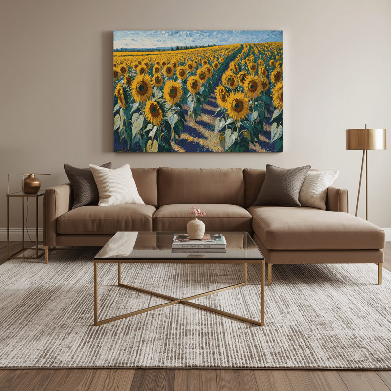 «Farm Corner Sunflowers», art mural sur toile grise, H 20 po x l 24 po