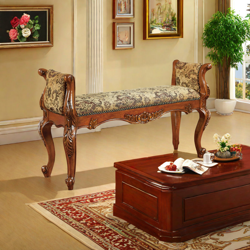 Banc rembourré en chenille, H 27,16 po x l 62,99 po x P 19,68 po