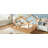 Queen Size Floor Bed With Guardrails And Roof, Kids House Floor Bed With A Small Built-In Tray And Free-Installed Signboard-1747303524-1747303577