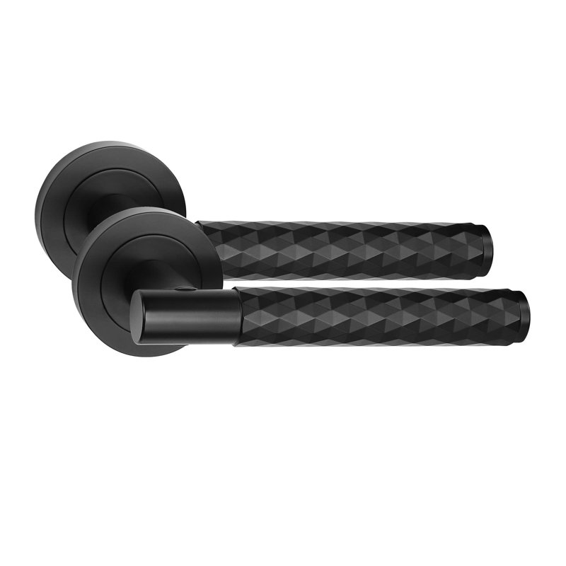 Golden Grace Knurled Diamond Cut T-Bar Door Handle Lock Set with Thumbturn and Mortise Lock
