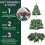 Arbre de Noël de 7 pi avec 380 lumières à DEL, contrôle, synchro musicale, 1339 pointes, branches articulées et support en métal pour un affichage des Fêtes encastré