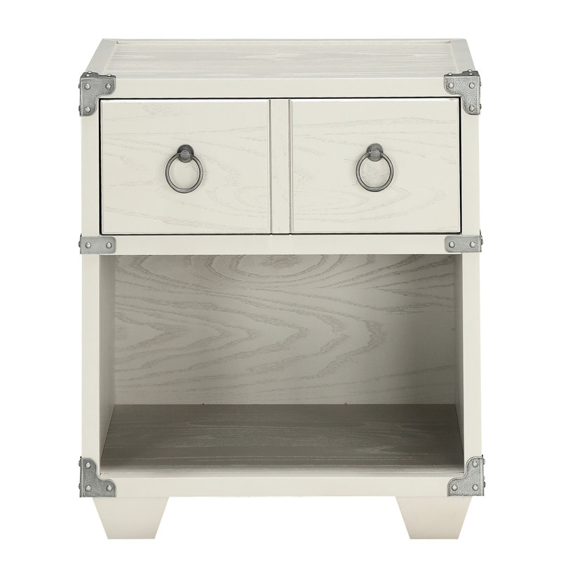 Compact Grey Nightstand With Charging And Shelf For Small Rooms Bedroom Display Space