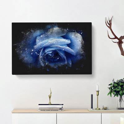 Blue Rose - Wrapped Canvas Painting