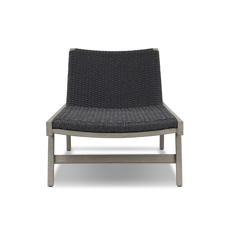 Delano Outdoor Teak Chaise Lounge, Weathered Gray/Black