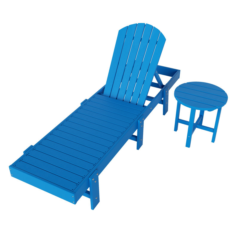 Altura Outdoor Chaise Lounge with Table, Pacific Blue