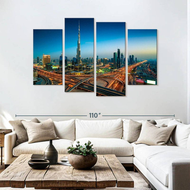 Sireci Dubai Highway At Night, 54" H x 84" W