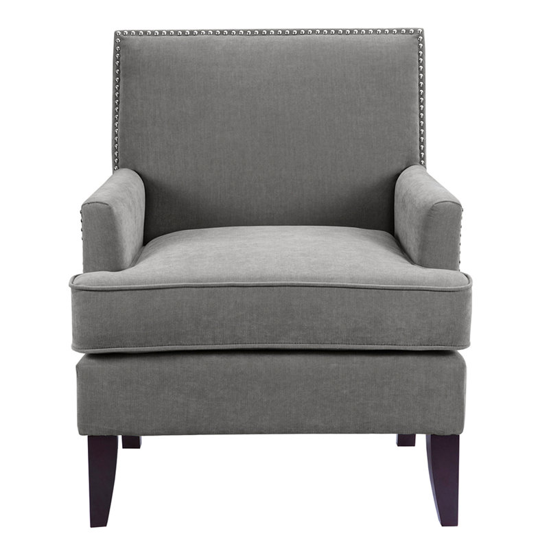 Chaise de chambre à coucher avec fauteuil 29,9 po Bernet, Polyester gris, Noir
