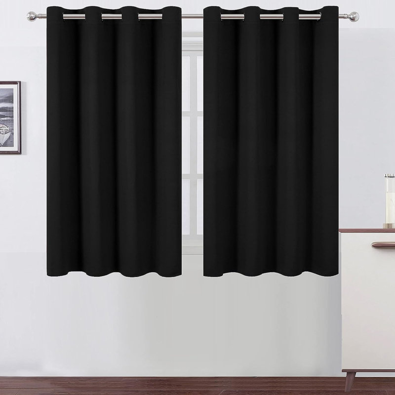 Erfried Blackout Curtain Pair, 52" W x 54" L, Black