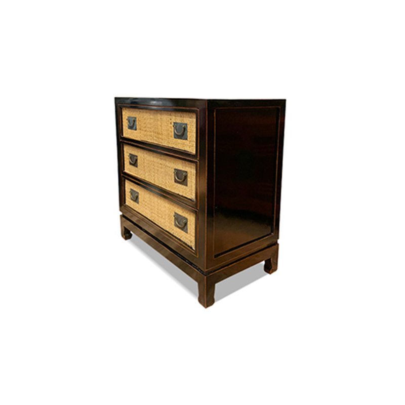 Rattan Inlaid 3 Drawers Dresser