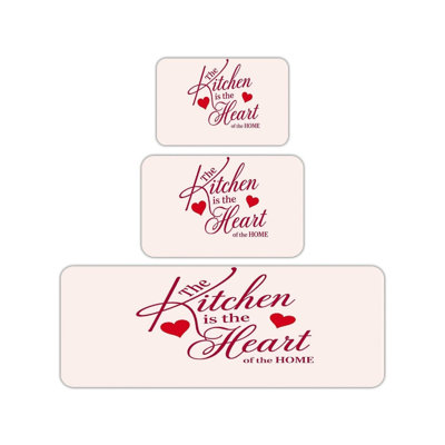 Tapis d'entrée de cuisine 3 pièces The Kitchen Is The Heart of The Home