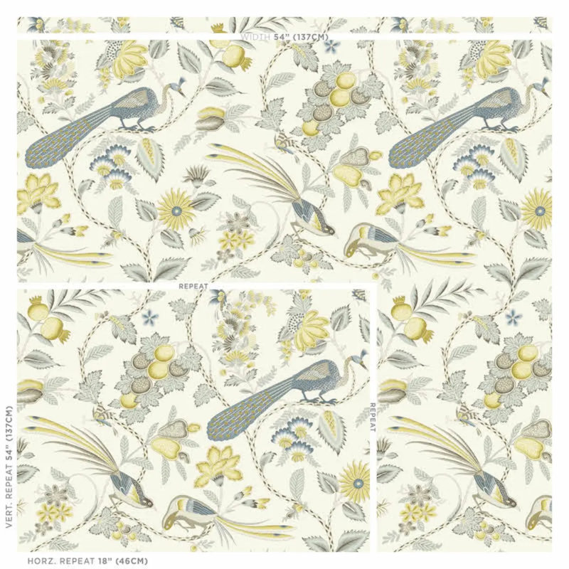 Campagne Wallpaper, Cadet/Citron