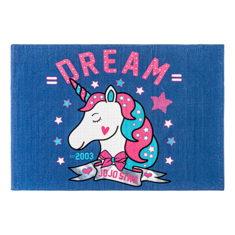Tapis antidérapant «Dream» bleu, ivoire et licorne pour jeunes Licorne Nickelodeon Jojo Siwa