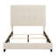 Grand lit plateforme tapissier capitonné beige, cadre de lit