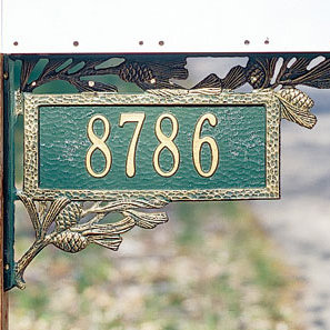 Plaque suspendue sur 1 ligne pomme de pin, Vert et or, Oui