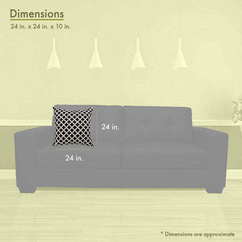 Coussin Bamboo, Noir, H 24 po x l 24 po x P 10 po