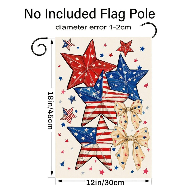 Drapeau patriotique étoile à double face, 12 po x 18 po, 4 juillet