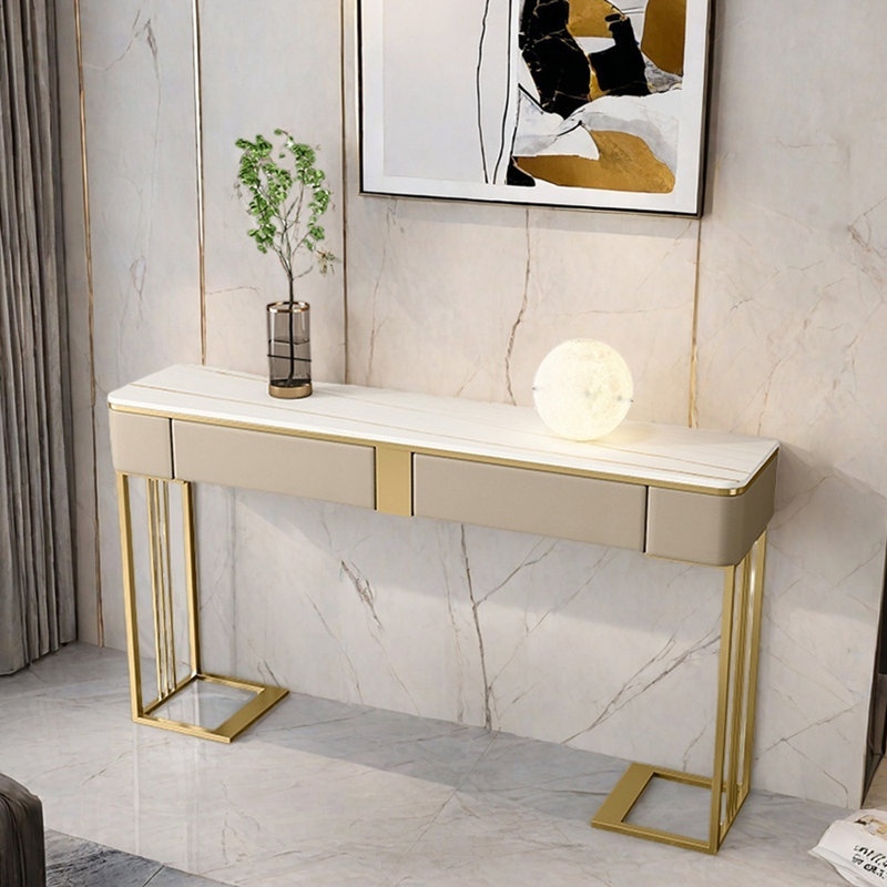 Console Nordic Luxury, Platine, H 33,5 po x l 47,2 po x P 13,8 po, Doré