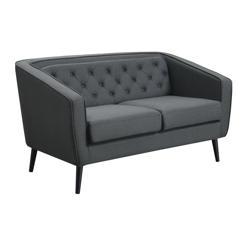 Causeuse à accoudoirs touffetés Mid-Century moderne, gris