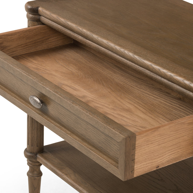 Toulouse 1 - Drawer Solid Wood Nightstand, Toasted Oak Veneer