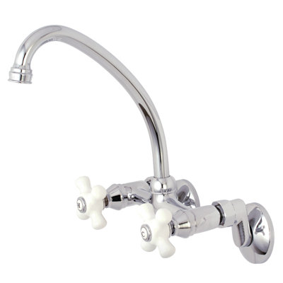 Kingston Brass Kingston Double-Handle 2-Hole Wall-Mount Bridge Kitchen Faucet