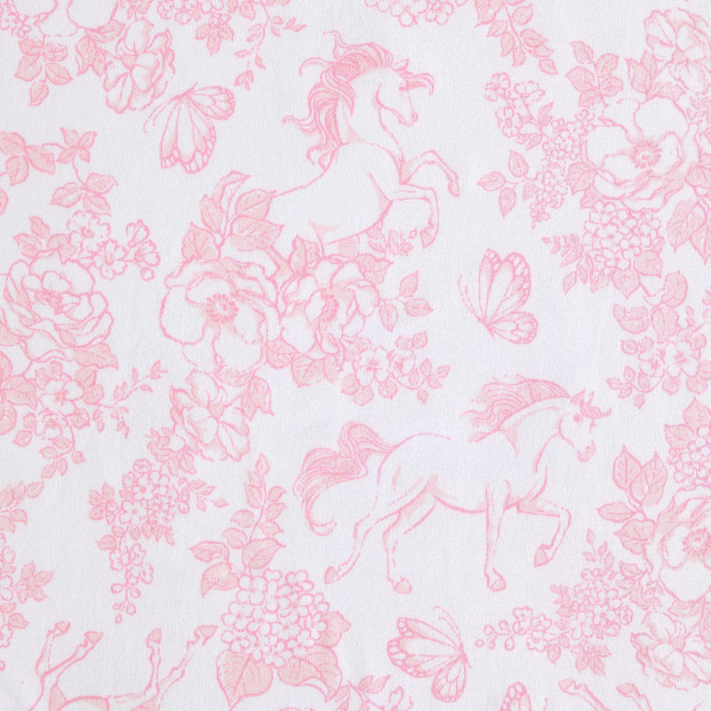 Laura Ashley Kids Cozy Printed Sheet Sets, Twin Sheet Set with 1 Pillowcase, Toile Unicorn Pink