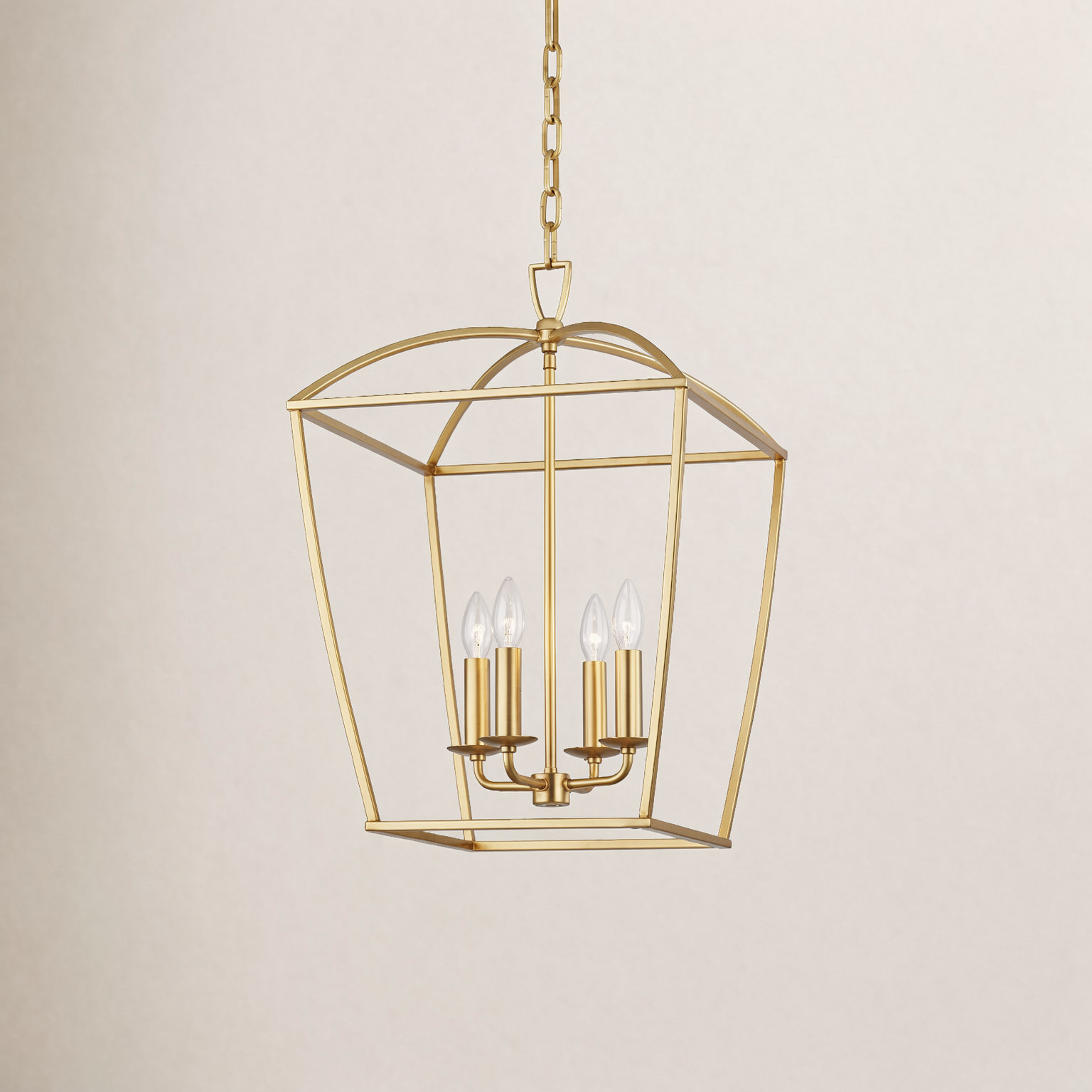 Brodie 4 - Light Lantern Chandelier, 79" H x 17" W x 17" D, Gold Leaf