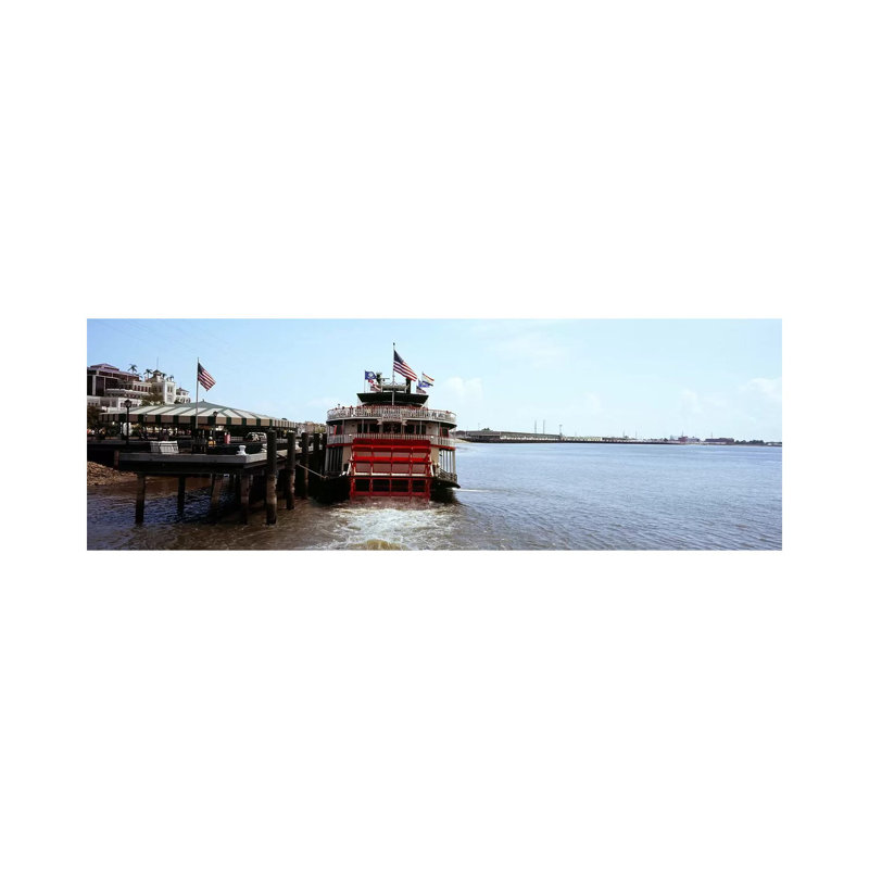 Paddleboat Natchez In A River - Wrapped Canvas Panoramic Print, 30.48 cm H x 91.44 cm W x 1.91 cm D