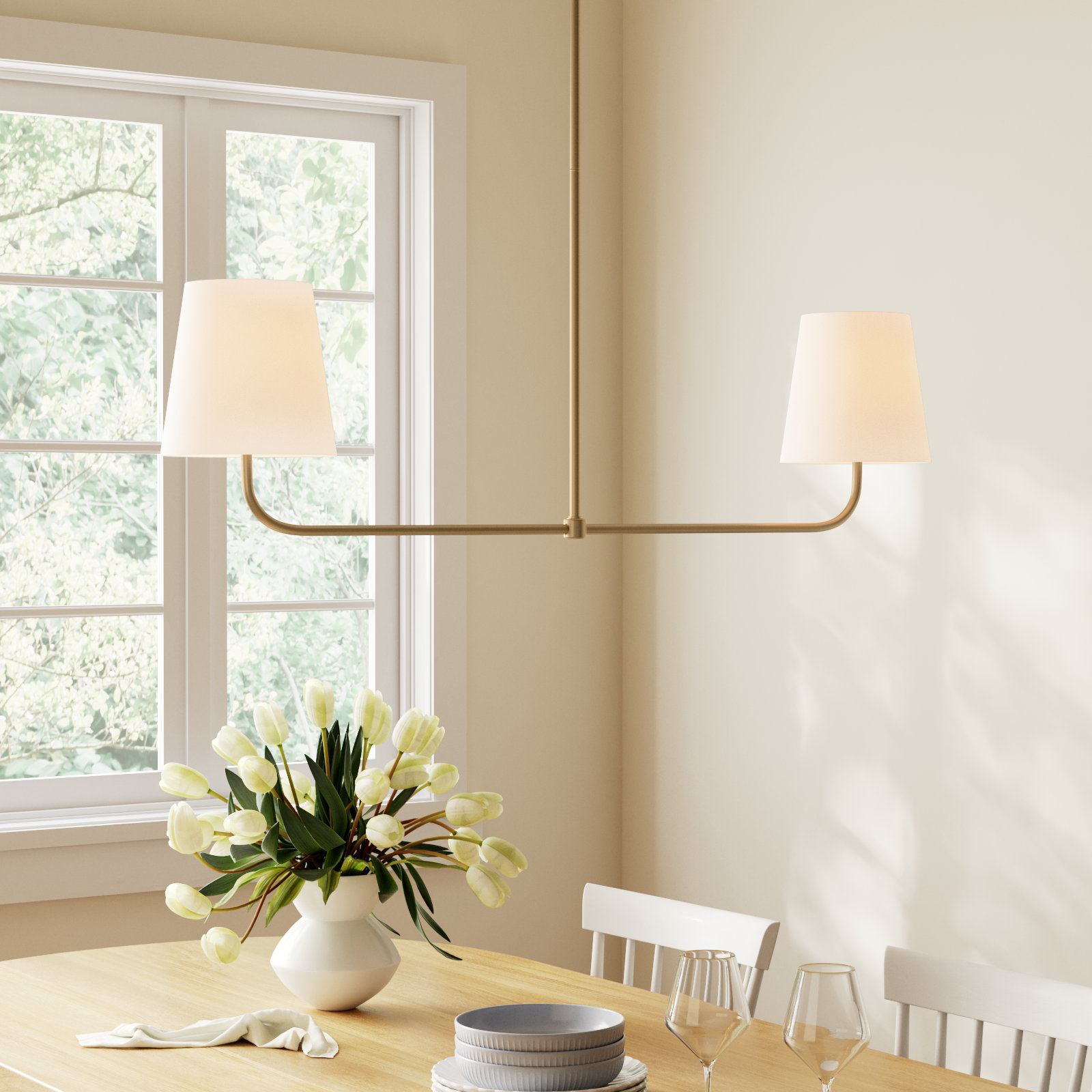 Anna May 2 Light Poly-Blend Dimmable Pendant, Gold