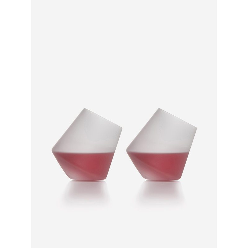 Ice Handmade Crystal Stemless Wine Glass, Frosted