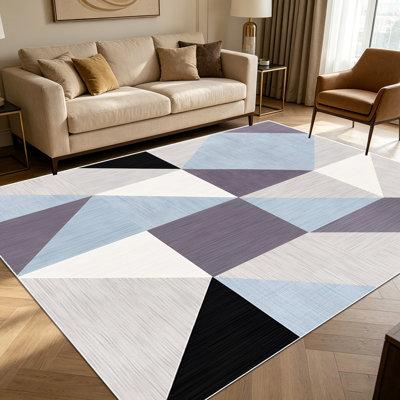 Tapis modulaires à motif géométrique moderne de 1 pièce pour salon, doux et confortable, convenant à toutes les saisons, facile à entretenir et lavable à la machine, tapis de table sous la table convenant à la table à manger, à la chambre à coucher, au vestibule, au bureau personnel,