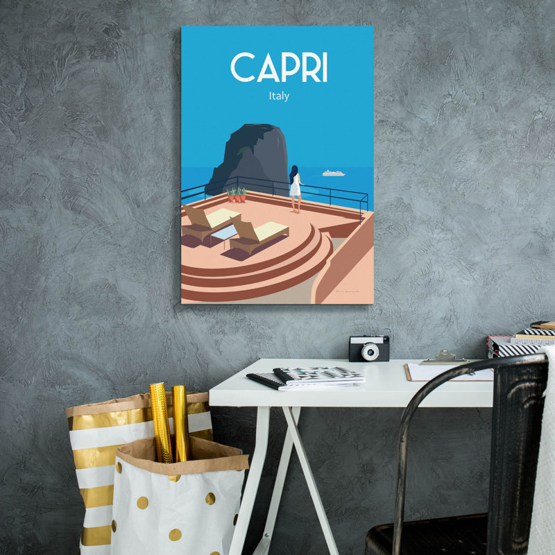 Toile épique «Capri» par Omar Escalante, H 26 po x l 18 po
