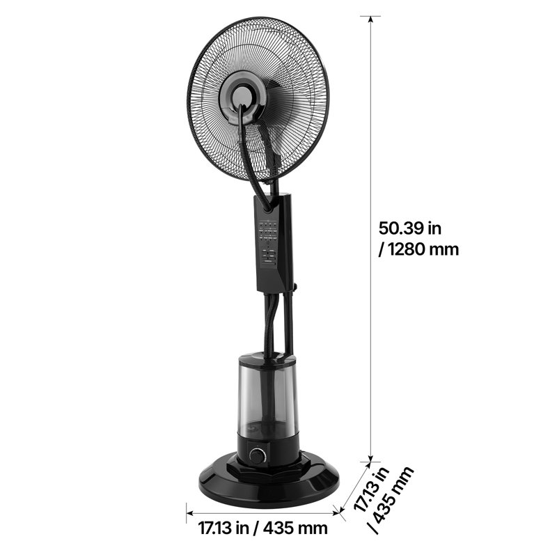 Ventilateur de brumisation, ventilateur de brumisation sur 3 vitesses, ventilateurs de refroidissement avec réservoir d'eau de 0,79 gallon, télécommande et panneau de contrôle, ventilateurs de refroidissement pour l'intérieur, l'extérieur, le garage, le patio, le salon, 3 modes