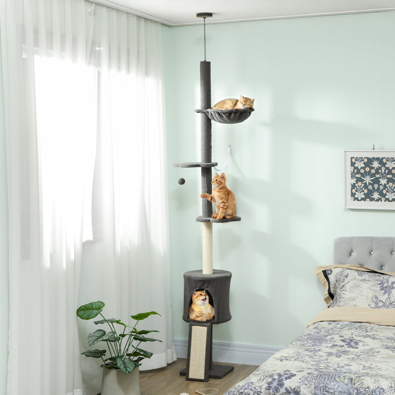 Tour pour arbre à chat, du sol au plafond, hauteur réglable 87 po - 94,5 po