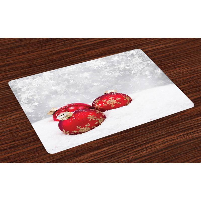 Rayle Christmas Baubles on Snowflake Placemat