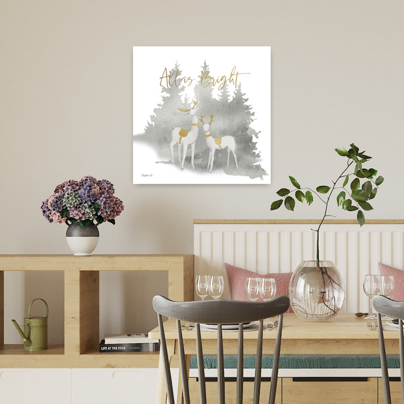 Art contemporain hivernal pin de Woodland, H 18 po x l 18 po