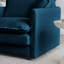 Moderne minimaliste en forme de U, 5 avec 2 repose-pieds, chenille bleue, base en bois massif stable pour la maison modulaire en chenille, encadrant un espace de vie chic