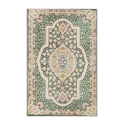 Tapis traditionnel vert / gris / crème