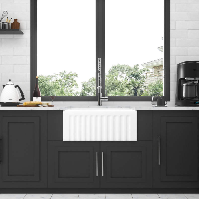 24 X 18 X 10 Inch Small Farmhouse Kitchen Sink, White Ceramic Single Bowl Apron-Front Reversible Laundry Room Sink | Gift Idea