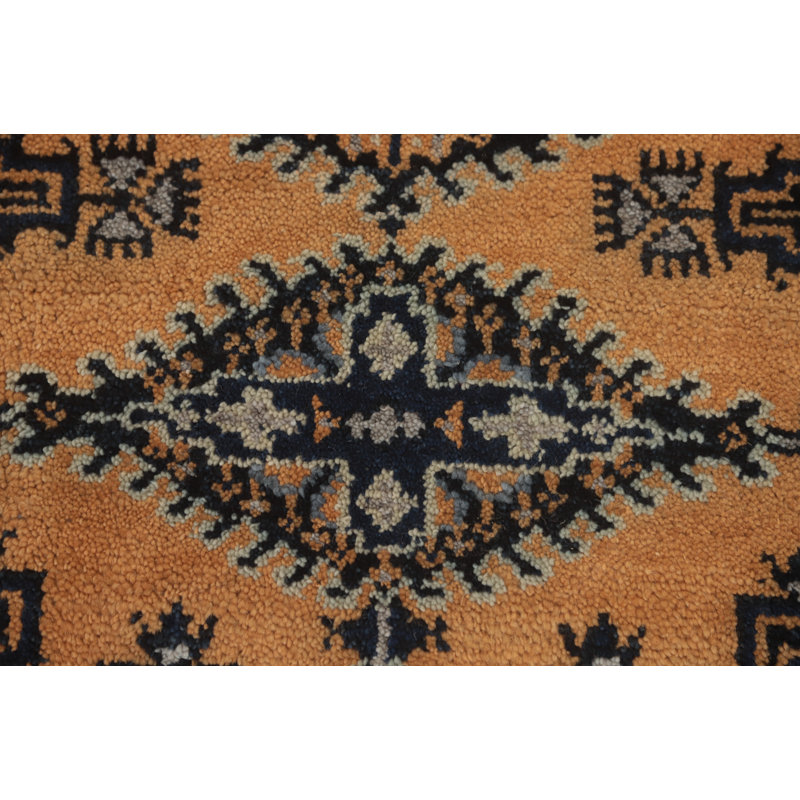 Geometric Wool Indian Rug 4x6